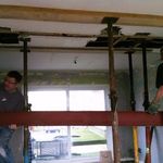 Steel lintel being installed